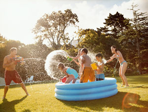 Kids playing in pool