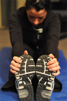 Woman stretching before a run in North Carolina